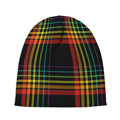Rainbow Tartan Pattern Print Beanie