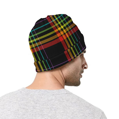 Rainbow Tartan Pattern Print Beanie