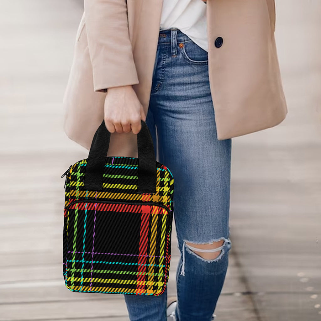Rainbow Tartan Pattern Print Bible Tote Bag