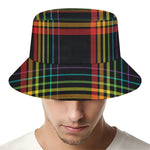 Rainbow Tartan Pattern Print Bucket Hat