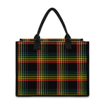Rainbow Tartan Pattern Print Canvas Tote Bag