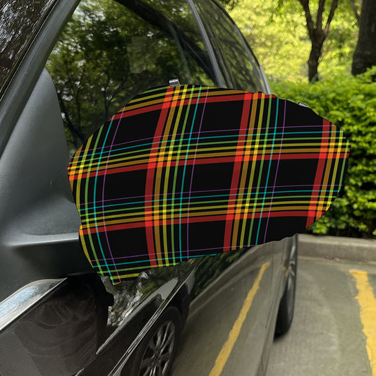Rainbow Tartan Pattern Print Car Side Mirror Covers