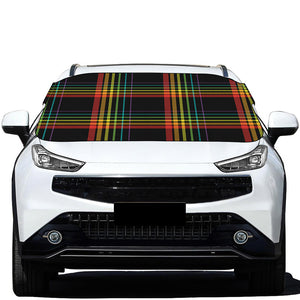 Rainbow Tartan Pattern Print Car Windshield Snow Cover