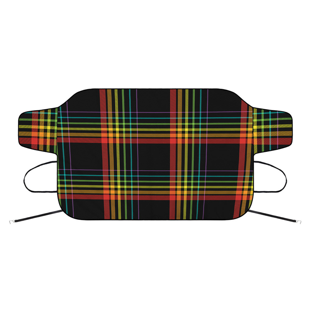 Rainbow Tartan Pattern Print Car Windshield Snow Cover