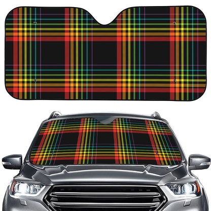 Rainbow Tartan Pattern Print Car Windshield Sun Shade