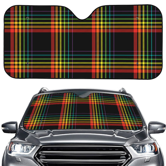 Rainbow Tartan Pattern Print Car Windshield Sun Shade
