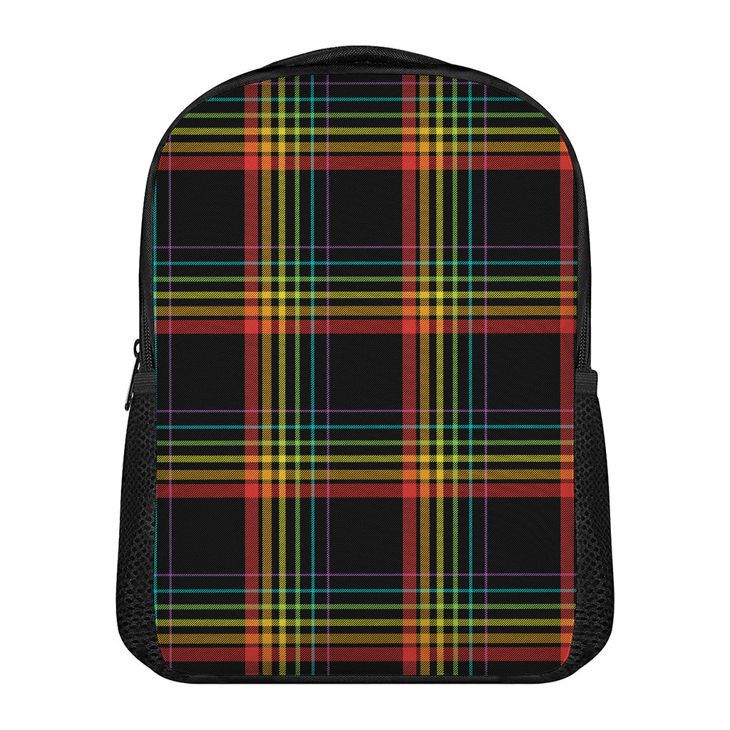 Rainbow Tartan Pattern Print Casual Backpack