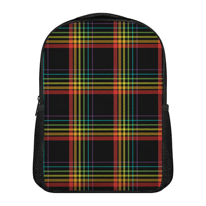 Rainbow Tartan Pattern Print Casual Backpack
