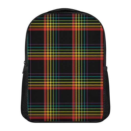 Rainbow Tartan Pattern Print Casual Backpack