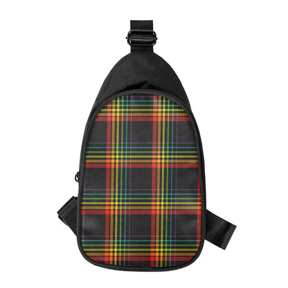 Rainbow Tartan Pattern Print Chest Bag