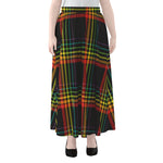Rainbow Tartan Pattern Print Chiffon Maxi Skirt
