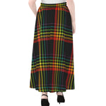 Rainbow Tartan Pattern Print Chiffon Maxi Skirt