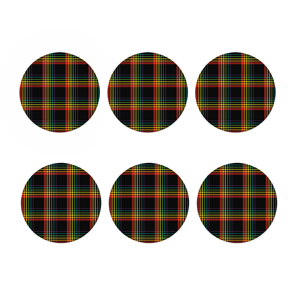 Rainbow Tartan Pattern Print Coaster Set