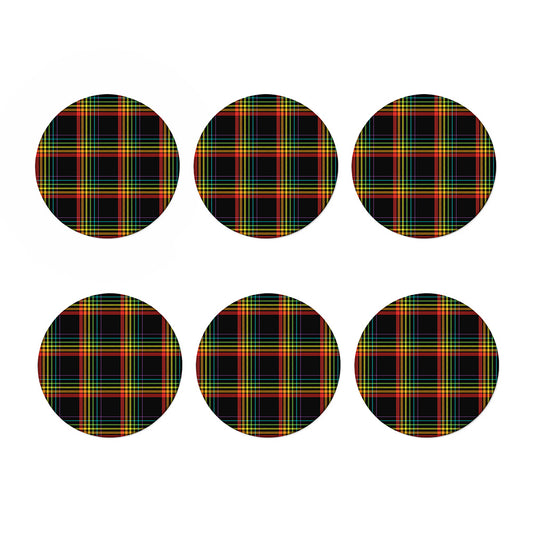 Rainbow Tartan Pattern Print Coaster Set