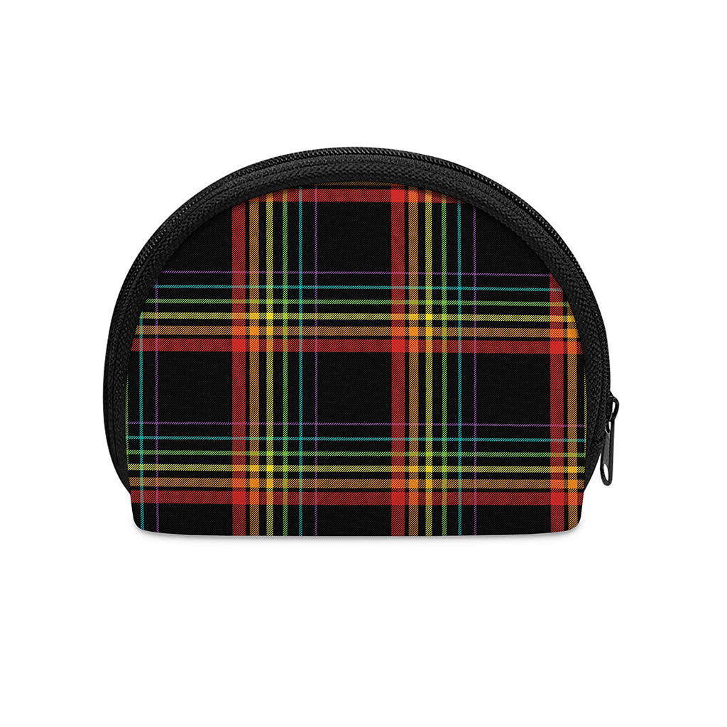Rainbow Tartan Pattern Print Coin Purse