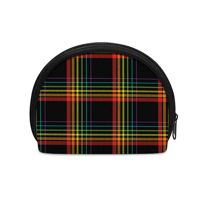 Rainbow Tartan Pattern Print Coin Purse
