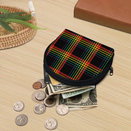 Rainbow Tartan Pattern Print Coin Purse