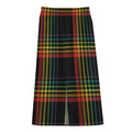 Rainbow Tartan Pattern Print Cotton Front Slit Maxi Skirt