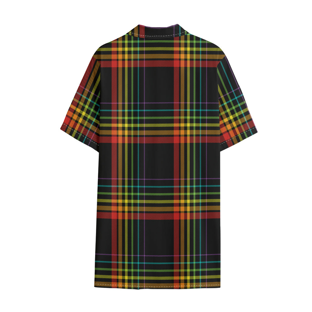 Rainbow Tartan Pattern Print Cotton Hawaiian Shirt