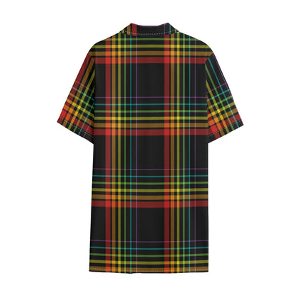 Rainbow Tartan Pattern Print Cotton Hawaiian Shirt