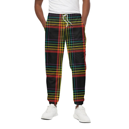 Rainbow Tartan Pattern Print Cotton Pants