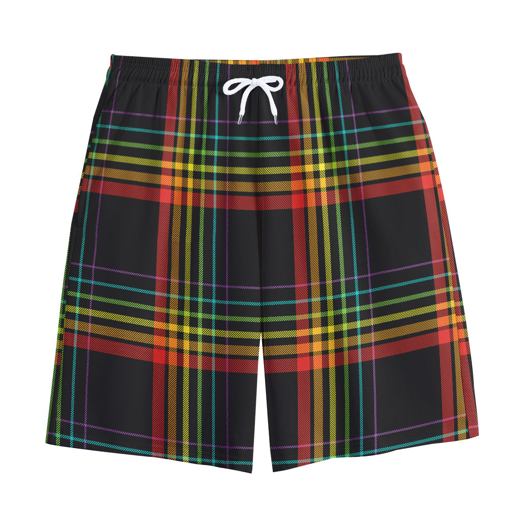 Rainbow Tartan Pattern Print Cotton Shorts