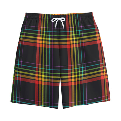Rainbow Tartan Pattern Print Cotton Shorts