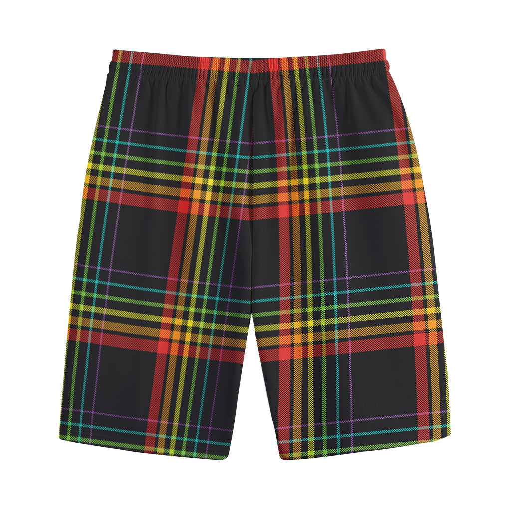 Rainbow Tartan Pattern Print Cotton Shorts