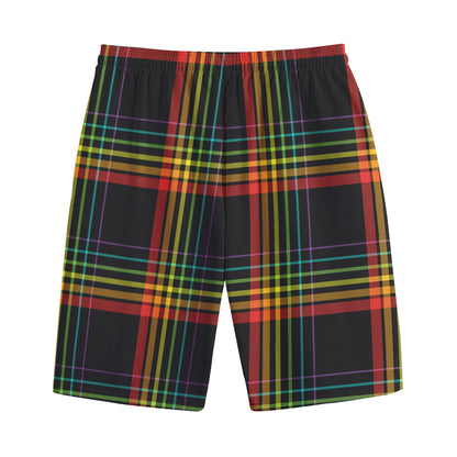 Rainbow Tartan Pattern Print Cotton Shorts