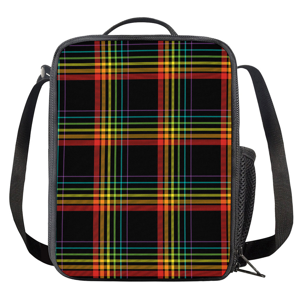 Rainbow Tartan Pattern Print Crossbody Lunch Bag