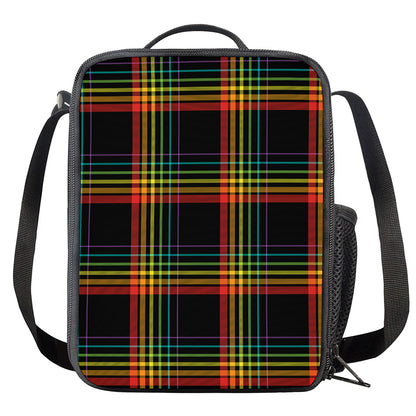 Rainbow Tartan Pattern Print Crossbody Lunch Bag