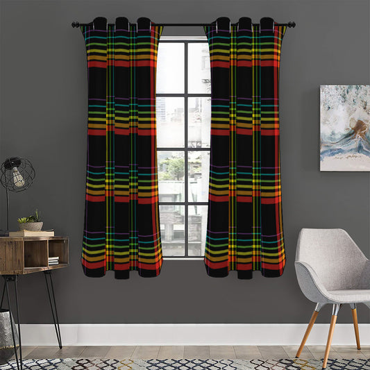 Rainbow Tartan Pattern Print Curtain