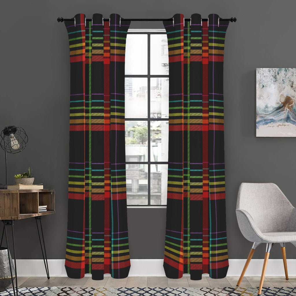 Rainbow Tartan Pattern Print Curtain
