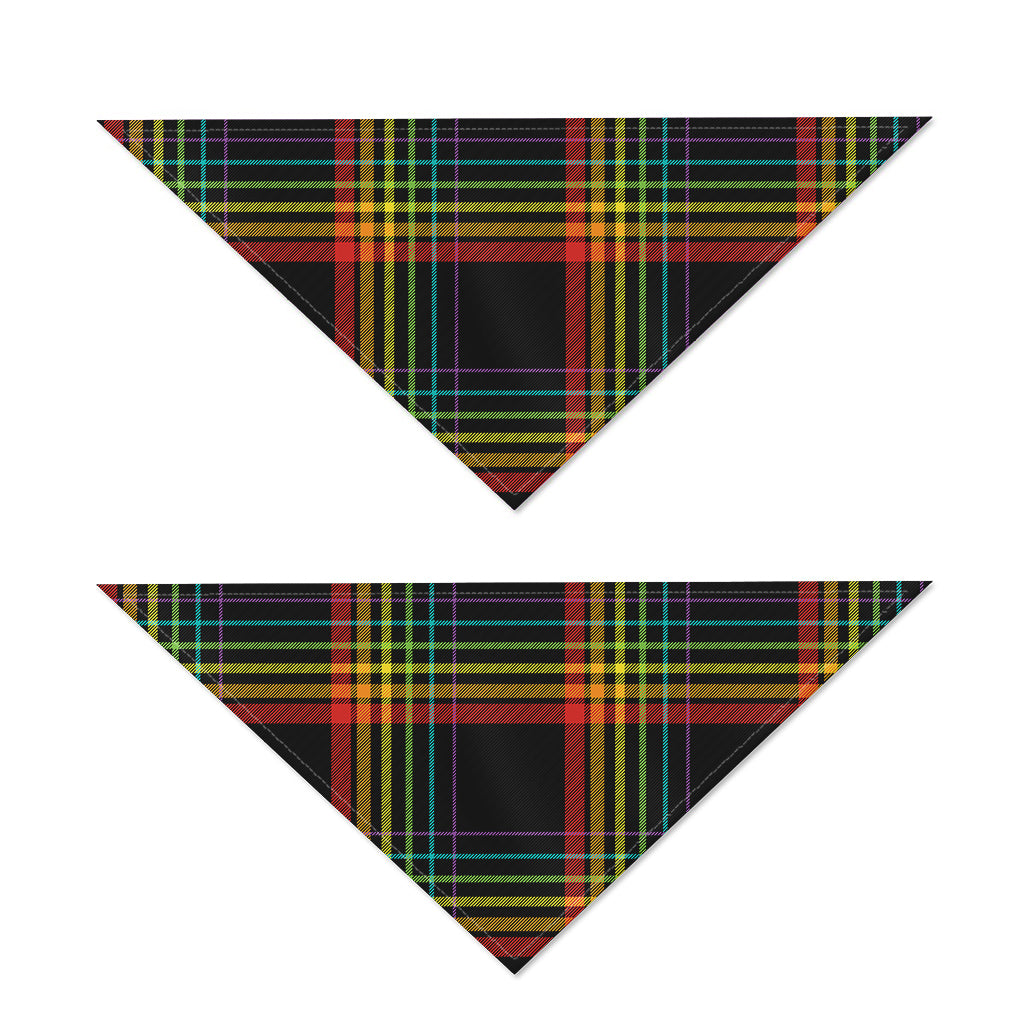 Rainbow Tartan Pattern Print Dog Bandana