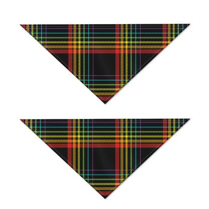Rainbow Tartan Pattern Print Dog Bandana