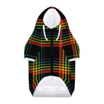 Rainbow Tartan Pattern Print Dog Zip Up Hoodie