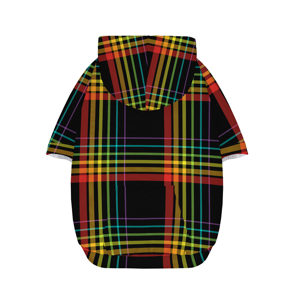 Rainbow Tartan Pattern Print Dog Zip Up Hoodie