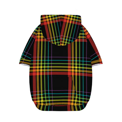 Rainbow Tartan Pattern Print Dog Zip Up Hoodie