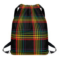 Rainbow Tartan Pattern Print Drawstring Backpack