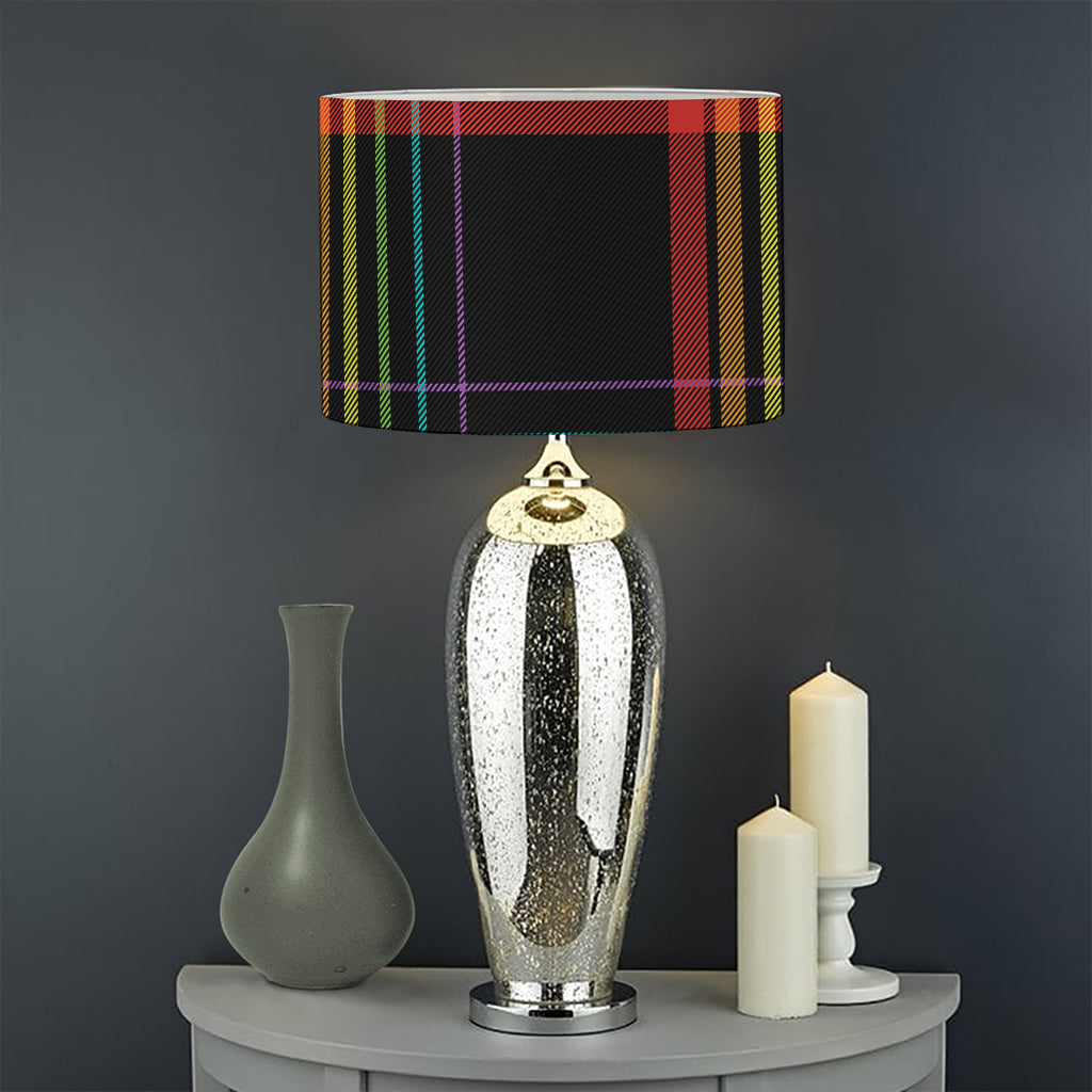 Rainbow Tartan Pattern Print Drum Lamp Shade