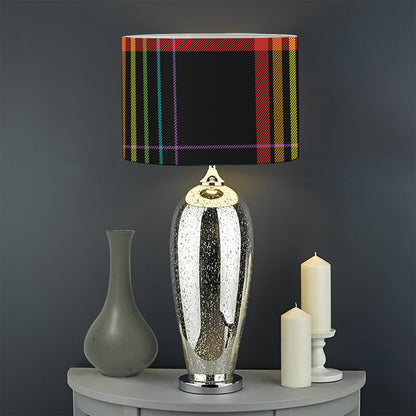Rainbow Tartan Pattern Print Drum Lamp Shade
