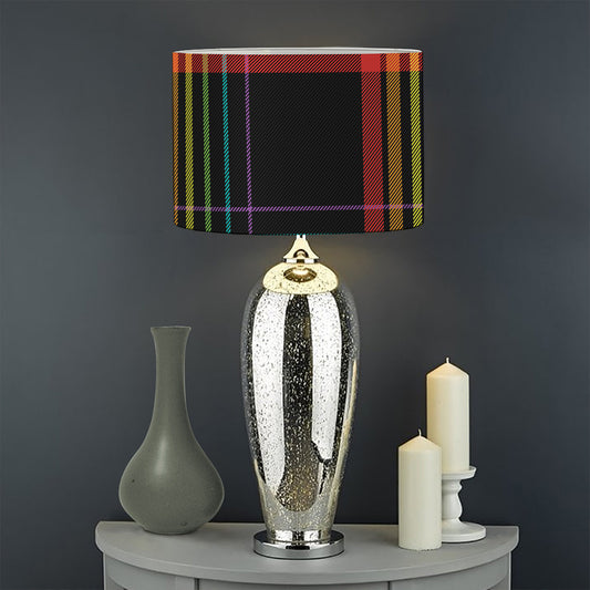 Rainbow Tartan Pattern Print Drum Lamp Shade