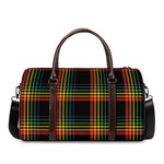Rainbow Tartan Pattern Print Duffle Bag