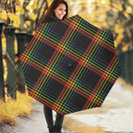 Rainbow Tartan Pattern Print Foldable Umbrella