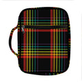 Rainbow Tartan Pattern Print Front Pocket Bible Bag