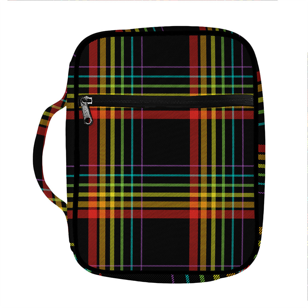 Rainbow Tartan Pattern Print Front Pocket Bible Bag