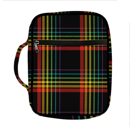 Rainbow Tartan Pattern Print Front Pocket Bible Bag
