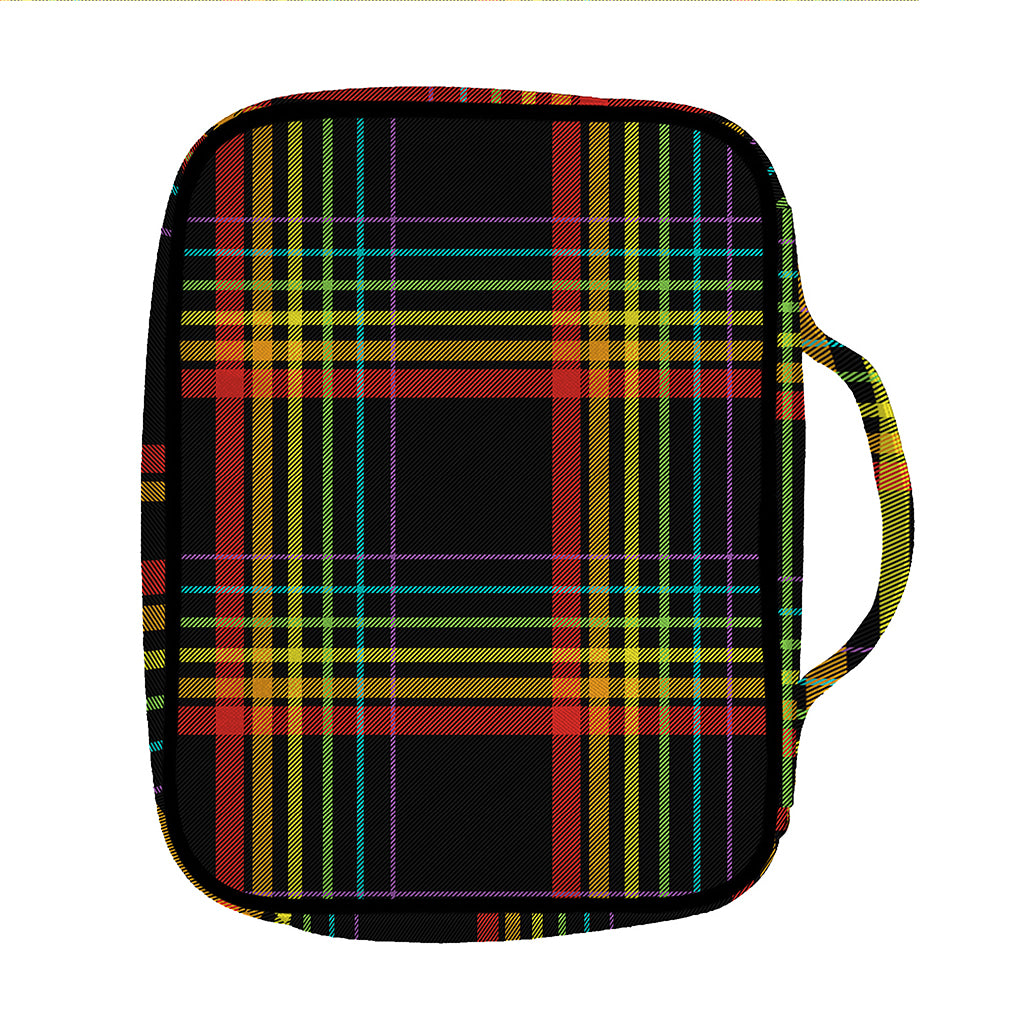 Rainbow Tartan Pattern Print Front Pocket Bible Bag