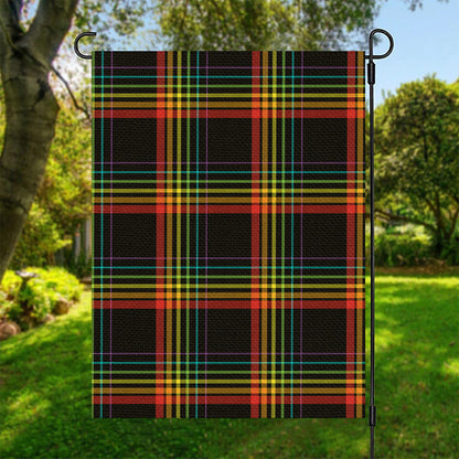 Rainbow Tartan Pattern Print Garden Flag