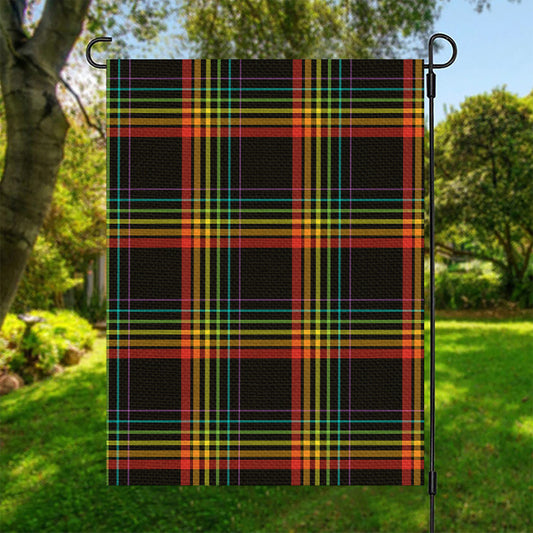 Rainbow Tartan Pattern Print Garden Flag